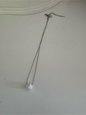 Silver Crystal Pavé Heart Necklace for Women